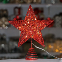 Leuchtender Handgefertigter Fünfzackiger Stern Baumspitzen-Dekoration PVC LED Blinkende Stern-Lichtbox Weihnachtsbaum-Ornamente