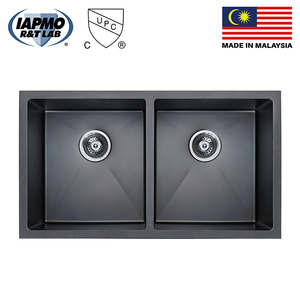 Fregadero de Cocina Doble Rectangular de Acero Inoxidable Negro Moderno con Recubrimiento Nano, Instalación Bajo Encimera, Grosor de 1.0-1.2 mm, RD-3218-B - Product Image 6