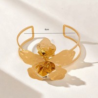Gelang Bunga Berlapis Emas Model Besar untuk Wanita