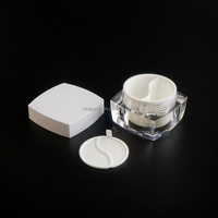 Pot de crème acrylique à double chambre de 25 + 25g Bouteille en plastique à double compartiment Conteneur de produits de soins de la peau à double paroi