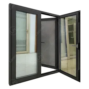 Australian Standard Hurricane Impact Thermal Break Modern House Balcony Tempered Glass Aluminum Casement Windows And Doors