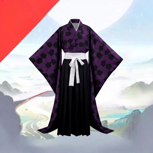 Demon Slayer Kokushibo Cosplay Costume Adult Male Kimono Top Purple Black - Product Image 3