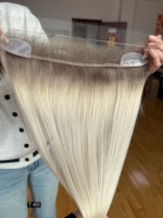 SHY Topper en dentelle HD12*2 en cheveux humains de luxe, ligne de cheveux réaliste, couleur blonde, nœuds invisibles pour femmes, fournisseur d'usine