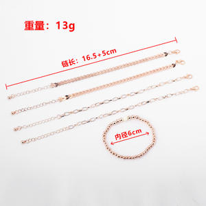 Fashion Chain Link <b>Bracelets</b> Rose Gold Plated Alloy Women's Trendy Plant Pattern 5 Piece <b>Set</b> - Product Image 4