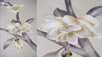 Papier peint en soie magnolia brodé 3D de luxe, imperméable, taille personnalisée disponible pour le salon et la salle à manger