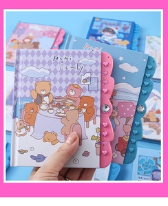Carnet de mots de passe verrouillable à motif de dessin animé pour enfants et étudiants, avec boutons, type journal intime, cadeau, carnet de notes - Product Image 6