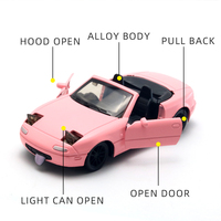 Nouvelle Voiture de Sport MX-5 Miata en Alliage Métallique Moulé sous Pression à l'Échelle 1/36 avec Phares Escamotables, Modèle Réduit à Tirer en Arrière, Cadeau pour Enfant