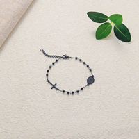 Bracelet unisexe en acier inoxydable 316L avec pendentif croix dorée Vierge Marie, motif religieux, cadeau