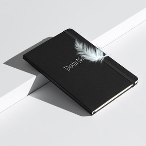 Quaderno con Copertina Rigida Nera Stile Anime Giapponese, Diario in Pelle Personalizzabile con Logo, Agenda Stile Death Note - Product Image 1