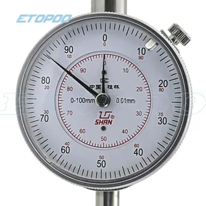 Dial Indicator White Dial 0-100mm Range 0.01mm Grad 0-100 Reading Large Indicator Gauge