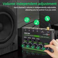 COKYIS Mixeur audio professionnel RGB 4 canaux stéréo, mixeur de ligne, en métal, avec suppression du bruit, pour studio, live, DJ, monitoring