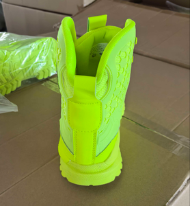DF022 AS33 5AA Silver Leaf Lightweight <b>Mesh</b> Tactical Combat <b>Boots</b> Neon Fluorescent Green High Ankle Support <b>Boots</b> Wear‑Resistant - Product Image 4