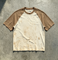 T-shirt surdimensionné de haute qualité, impression DTG personnalisée, t-shirts à manches longues effet usé