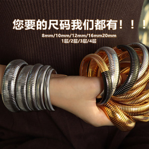 Bracelet large en acier titane de style vintage européen et américain, bracelet élastique en os de serpent, bijoux pour femmes - Product Image 5