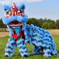 Costume de danse du lion chinois authentique, fait main, réaliste, tenue de performance pour deux lions