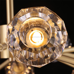 Grand Art <span class=keywords><strong>Boule</strong></span> De Cristal <span class=keywords><strong>Lustre</strong></span> En Verre Éclairage Brillant Or Fini - Product Image 4