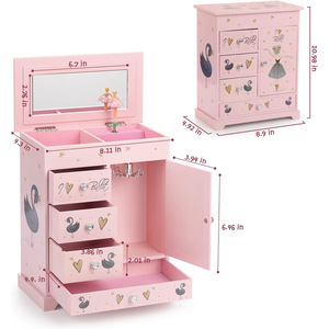 Ever Bright Premium Scatola Portagioie Musicale in Legno a Manovella, Ecologica e di Lusso, a Forma di Cigno Rosa, con Cassetti Multipli - You Are <span class=keywords><strong>My</strong></span> <span class=keywords><strong>Sunshine</strong></span> - Product Image 2