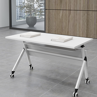 Table de conférence pliante, Table rectangulaire simple à épissage mobile bjflamingo Table de formation portable à rabat avec roues