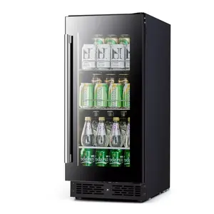 96 liter 80 cans beverage beer cooler single zone digital glass door built in undercounter drink fridge for home bar