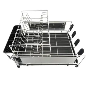 Stainless Steel Matt Black Dish Rack Two Layer Dish Drainer Accessories Kitchenware Holder Kitchen Dish Drying Rack