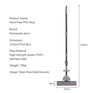 Mopa de Esponja PVA de Ranura Profunda con Cabezal de Bala y Mango de Acero Inoxidable para <span class=keywords><strong>Limpieza</strong></span> Profesional de Pisos - Product Image 6