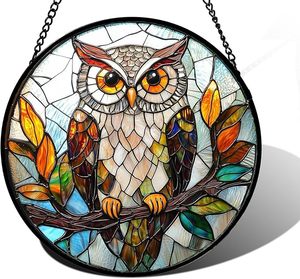 Attrape-soleil personnalisable en verre teinté imprimé UV motif floral Art Déco, résistant aux intempéries pour extérieur, à suspendre à la fenêtre - Product Image 4