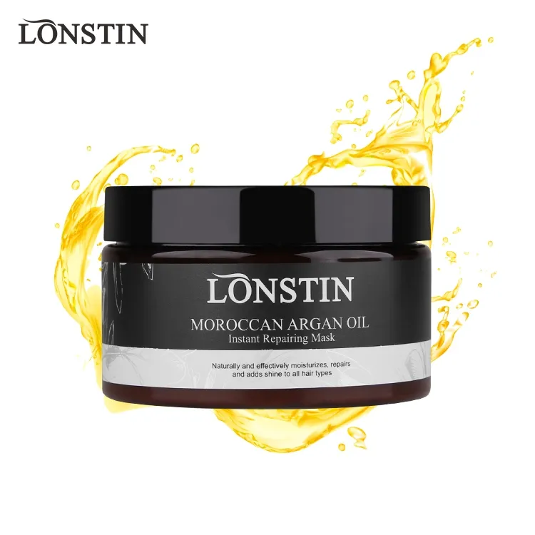 Lonstin hidratante aceite de argán proteína queratina reparación Profesional Mascarilla para el cabello Etiqueta Privada Marruecos mascarilla para el cabello