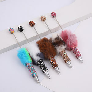 Pena cetak macan tutul berbulu DIY bolpoin edukasi estetika putar grosir - Product Image 1