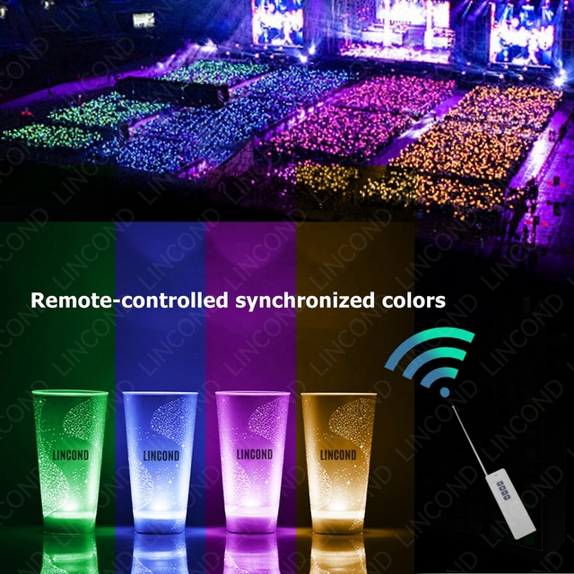 440ML Modern Remote-controlled LED Flashing Water Cup Liquid Sensing Drinking Plastic Cup for Party for Party