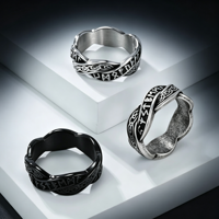 Bague d'index en acier inoxydable style Viking nordique, Bijoux en acier inoxydable, Bagues d'éternité, Bijoux en acier inoxydable pour hommes et femmes