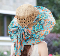 Chapeau de soleil pliable en paille à large bord en mousseline pour femme et fille, idéal pour l'été et la plage, collection 2026 (vente en gros)
