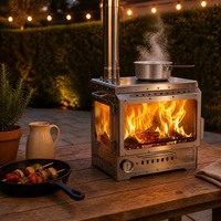 Réchaud de camping portable avec plaque de cuisson plate et variateur de ventilation réglable pour pique-nique en extérieur