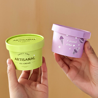 Magasins jetables personnalisés, magasins de crème glacée Gobelets en papier de crème glacée Gobelets en papier de crème glacée au chocolat avec logo personnalisable