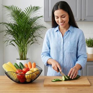Cestino per Frutta in Metallo con Design a Onde, Ciotola Decorativa per Frutta da Cucina, Contenitore per Pane, Verdure e Snack - Product Image 3