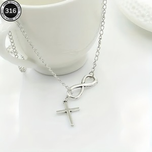 สร้อยคอโซ่แบบลิงค์เคลือบทอง 18K PVD กันน้ำ ผลิตจากโลหะผสมสังกะสี ไม่หมอง รูปทรงกากบาทอินฟินิตี้ สำหรับผู้หญิง ใส่ได้ที่กระดูกไหปลาร้า ฤดูร้อน 2026 - Product Image 2