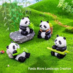8Pcs Mini Panda Figurines, Solid Resin <b>Bear</b> Statues with Bamboo <b>Cute</b> Cake Toppers & DIY Micro Landscape Decor for Birthday Party - Product Image 6