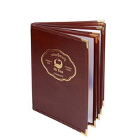 Couverture en cuir PU de 21mm, couverture gaufrée, couleur or, pour livre capitaine, Menu d'hôtel, vin rouge