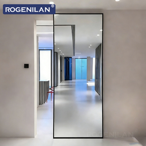 ROGENILAN Portes coulissantes en aluminium et verre personnalisées pour l'intérieur, sans rail, portes fantômes pour chambre à coucher - Product Image 1