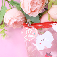 Personnalisé Simple Mignon Vent Niche Transparent Trousse pour Filles Portable PU Dessin Animé Papeterie Sac avec UV Imprimé Fermeture Éclair