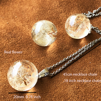 Kalung liontin biji Dandelion epoksi Resin ramah lingkungan wanita hadiah terinspirasi perhiasan bunga yang terinspirasi hadiah untuk anak perempuan