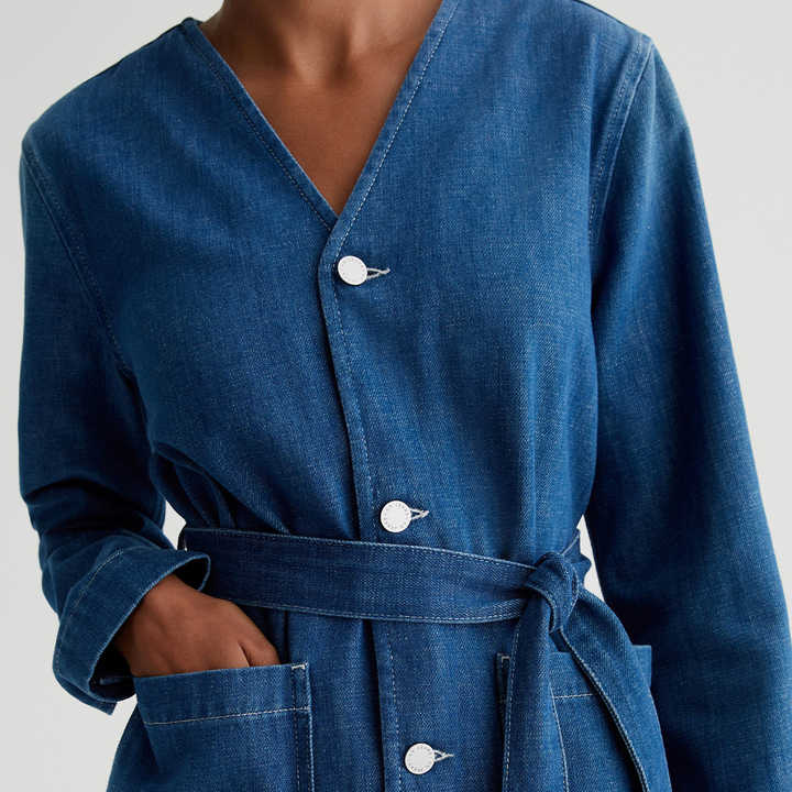 Womens Jean Jacket NEW Threadz Womens Jackets Collarless Denim