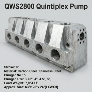 Pompe à boue industrielle QWS2800 Quintiplex à 8 temps, 5 pistons, en acier au carbone et en acier inoxydable - Product Image 1