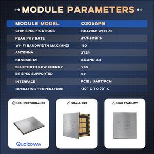 โมดูลไวไฟ Qualcomm QCA2066 ของแท้ IEEE802.11a/b/g/n/ac/ax 2.4/5/6GHz 160MHz 2T2R Uart/Pcie -30~70.c Linux/Android สำหรับ IoT - Product Image 3