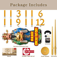 Horloge murale analogique en quartz Feng Shui chinois original, avec autocollants en acrylique numérotés dorés modernes, pour DIY, inspirée du dieu de la richesse, virale sur TikTok