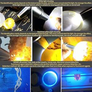 यूएसबी रिचार्जेबल 6 एल ई डी 1 में रत्न टॉर्च दोहरी सिर 6 सफेद प्रकाश पीले, नीले लाल प्रकाश यूवी <span class=keywords><strong>365</strong></span> 395 एम्बर डिटेक्टर मशाल - Product Image 5