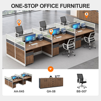 Poste de travail modulaire 4-6 places pour bureau ouvert, avec chaises, tables, tiroirs et cloisons de bureau
