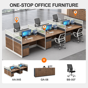 Poste de travail modulaire 4-6 places pour bureau ouvert, <span class=keywords><strong>avec</strong></span> chaises, tables, tiroirs et cloisons de bureau - Product Image 3