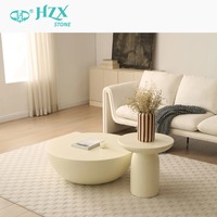 HZX table basse de luxe nordique en fibre de verre personnalisée texture mate table basse circulaire d'extérieur moderne et minimaliste