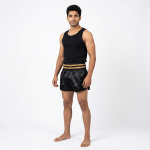 New Style Custom Made Muay Thai Shorts Solid Color Made in Pakistan Muay Thai Two Tone Embroidered Muay Thai Shorts For Men - Product Image 1