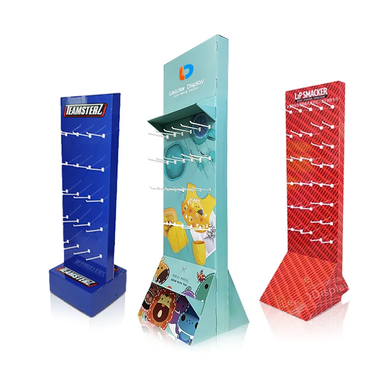 Professional Service Customized Display Case Cardboard Paper Keychain Display Rack with Hook